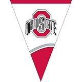 Creative Converting Plastic Flag Banner, Ohio State University, Scarlet/White