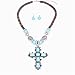 Winson Fashion Jewelry Set Women Blue Turquoise Cross Pendant Necklace Earring Set