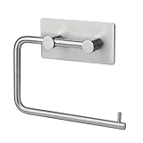 HOMEIDEAS Self Adhesive Toilet Paper Roll Holder Stick On Sticky Tissue Roll Hanger, Bathroom Towel Dispenser, SUS304 Stainless Steel Brushed Finish