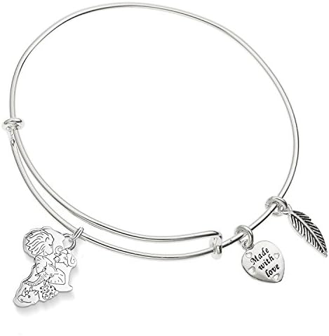 Enni of York "Africa" Travel Memory Charm Expandable Ani-Silver Bangle Bracelet