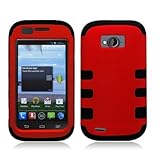 AIMO Progressive Combat Armor Case for ZTE Savvy Z750C [Straight Talk, Net10] - (Red / Black)