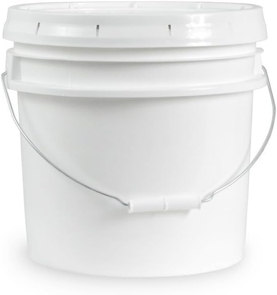 Ropak USA 3.5 Gallon Food Grade White Plastic Bucket with Handle & Lid - Set of 1