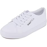 Nautica Women’s Fashion Sneaker, Classic Low-Top Lace-Up Casual Shoe with Metal Side Logo and Soft Cushioned Comfort for Everyday Wear