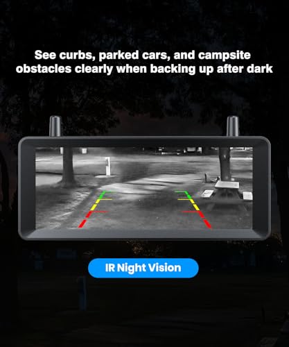 AUTO-VOX Wireless RV Backup Camera, 30Min Plug and Play Setup, Smooth Live View Even Past 60ft, 7.2" 1080P DVR Monitor, Super IR Night Vision Back up Camera Works with Pre-Wired RV, 5th Wheel, Trailer