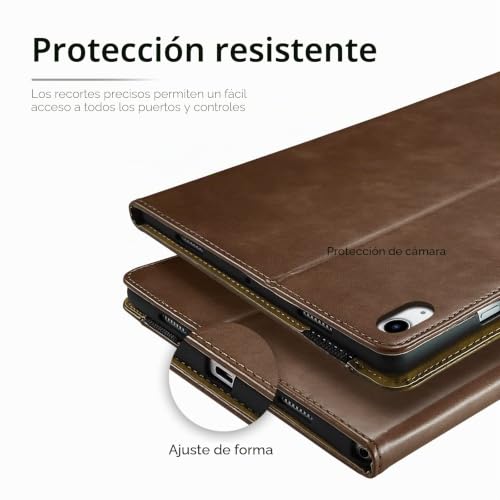 CASAFUNY Case for iPad (A16) 11th Generation 2025 11 Inch/iPad 10th Generation 2022 10.9 Inch with Document Pocket Protective PU Leather Magnetic Closure Case Cover, Brown