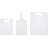 Farberware Reversible Plastic Cutting Board Set, 3-Piece | BPA-Free Polypropylene Boards with Hand Holes for Food Prep and Charcuterie; Easy-Clean Dishwasher-Safe Design