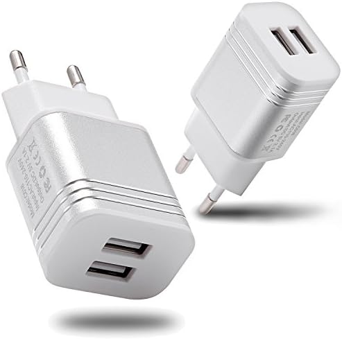 EU Travel Adapter, LEEKOTECH 2-pack Dual USB Port European Wall Charger 2.1A 5V Power Plug Adapter for iPhone 6 Plus 6S 7/7 Plus 5S, iPod, iPad Air Mini, Samsung Galaxy S8 S7 S6, Note, LG, HTC, More