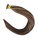 Sunny Hair I Tip Hair Extensions Invisible Itip Human Hair Extensions Dark Brown Highlight Caramel Blonde Pre Bonded for Everyday Use Cold Fusion Show Charm 16inch 50g