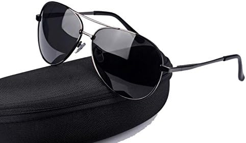 Aviator Polarized Sunglasses for Men and Women With Case UV 400 Protection (Black)
