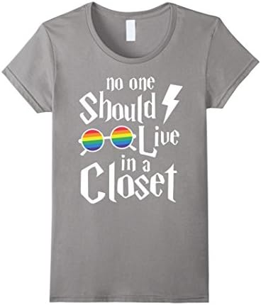 Women's NO ONE SHOULD LIVE IN A CLOSET SHIRT XL Slate