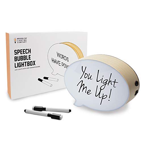Cinematic Light Box, LED Light Box, Cinema Light Box, Letter Light Box, Speech Bubble Light Box with 2 Dry Erase Markers, LED Light and USB Cable (Wood)