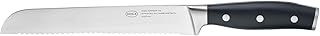 RÖSLE Brotmesser Tradition, Hochwertiges Küchenmesser zum Schneiden von Brot, Brötchen und Baguette, Wellenschliff, Klingenspezialstahl, POM schwarz, Fingerschutz