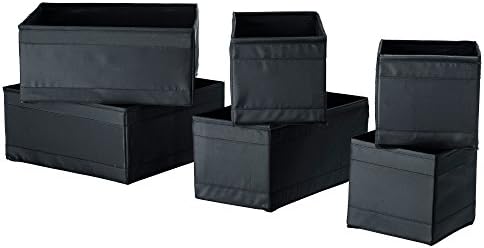 Ikea Drawer Boxes Organisers Storage Bins Black Set Of 12 Skubb