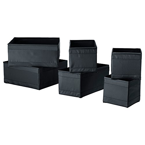 Ikea Drawer Boxes Organizers Storage Bins Black Set Of 12 Skubb