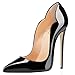 FSJ Come-hither Supersharp Sophisticated Pointed Toe Heeled StilettoS Pumps Party Shoes Size 11 Black