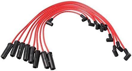 High Performance 9 Pieces 7mm Silicone Male/HEI Spark Plug Wire Set for 1994-1997 Chevrolet GMC 7.4L 454 V8 Ignition Coil Wires- Red