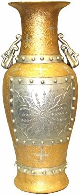 International Caravan Gold/ Silver Antique 21-Inch Porcelain Vase