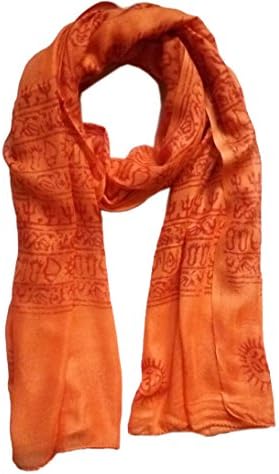 KVR Hindu Pooja Religious Cotton Indian prayer scarf with OM Krishna Ganesha Shiva Nataraja yoga spiritual auspicious prints