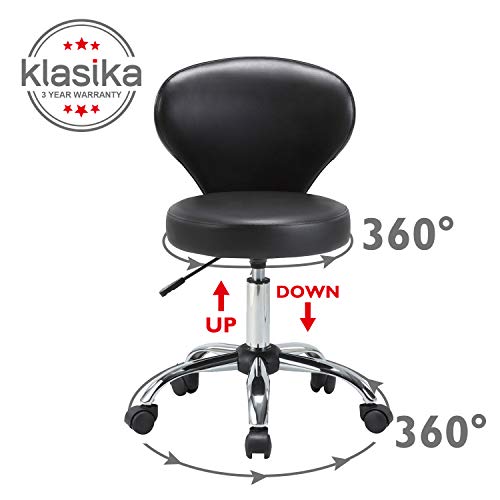 KLASIKA Rolling Swivel Salon Stool Chair with Back Support Adjustable Hydraulic for Office Massage Facial Spa Medical Drafting Tattoo Beauty Barber 4 Pack