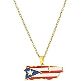 DATOA Minimalist Stainless Steel Puerto Rico Map Pendant Necklaces for Women Trendy Personalized Outline Necklace