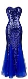Angel-fashions Women's Mermaid Sleeveless Sequins Ruching Tulle Wedding Dress