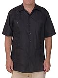 Squish Cuban Style Guayabera Shirt / Black - Large