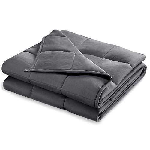 BUZIO Weighted Blanket 20 lbs for Adults (190-240 lbs), Heavy Blanket with Oeko-TEX Standard Cool Cotton and Premium Glass Beads, Same Size as Queen Size Bed (60 x 80 Inches, Grey)