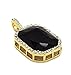 Mens 14k Gold Plated Iced Out Black Octagon Ruby Pendant With 3mm 24