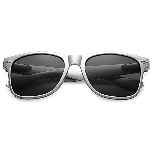 WHOLESALE UNISEX 80'S RETRO STYLE BULK LOT PROMOTIONAL SUNGLASSES - 10 PACK (Sterling Silver / Smoke, 52 mm) - Thumbnail 2