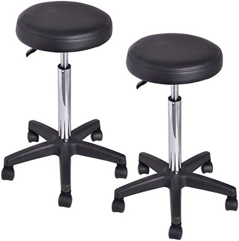 Set of 2 New Adjustable Hydraulic Rolling Swivel Bar Stool Massage Spa Beauty Salon Seat/ Black #677