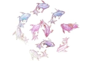 BWESOO 100Pcs Cute Mini Shiny Miniature Resin Goldfish Figurines, Mini Resin Figurines Miniature Goldfish Decorations, Fairy Garden Accessories Ornament Mix Colors Outdoor Statues