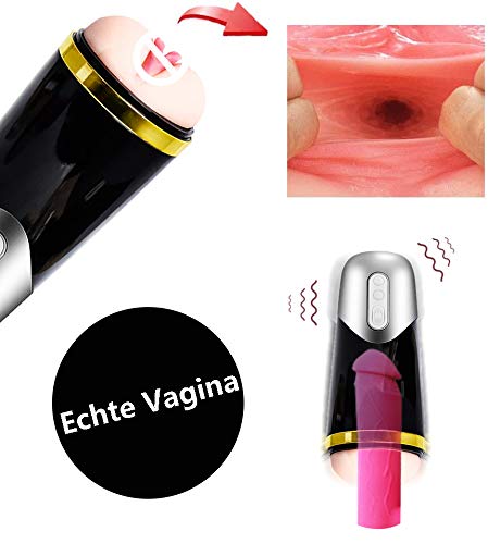 Sexspielzeug Männer Masturbieren Mann Taschenmuschi Masturbator, Muschi Pussy Blowjob 3D Realistisch Vagina Silikon Masturbatoren mit 7 Vibrationsmodi, Automatischer 608 G