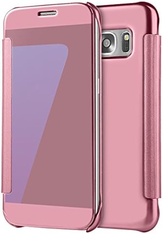 OOKOO Samsung Galaxy S7 Case, Mirror Smart Clear View Window Flip Case Cover For Samsung Galaxy S7 - Rose Gold