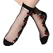 RoseSummer 1Pair Women Lace Socks Crystal Glass Silk Short Thin Transparent Red Rose Socks