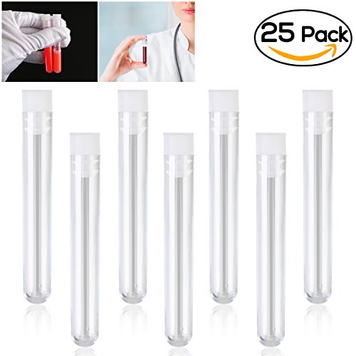 NUOLUX 25pcs Plastic Test Tubes 5ml with Caps (Transparent)