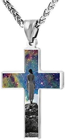 ZHJshuer Unique Sea Woman Jewelry Cross Religious Enamel Pendant Necklace