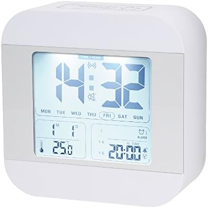 Talking Alarm Clock with 3 Alarms, Snooze, Smart Light, Wake You Up Softly, Easy for Kids, Bedroom, Travel