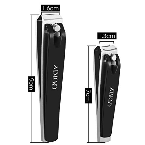 Nail Clippers Set, Atmoko Manicure Set with Pedicure Kits, High Precision Stainless Steel Slanted Pointed Tweezers and Leather Travel Case for Eyebrow Plucking & Nail Trimming