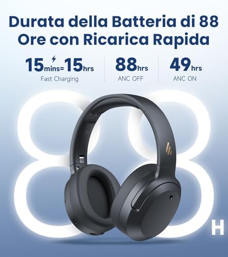 W820NB Plus Gen 2 Cuffie Wireless Over-Ear con Cancellazione del Rumore, -49 dB ANC, LDAC Hi-Res Audio, Playtime 88 Ore, Suono Spaziale, Chiamate Chiare con IA, Bluetooth 6.1 - Grigio Scuro