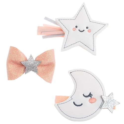 Stephen Joseph, 3-Pack Glitter Hair Clips for Girls – Cute Shimmer Non-Slip Alligator Hair Clip, Hair Clips Barrettes for Baby Girls Toddlers Kids, Silver Star