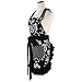 Surblue Kitchen Aprons for Women with 2 Pockets Vintage Ruffle Floral Apron, Adjustable Extra-Long Tie,Organic Cotton Printing, Black