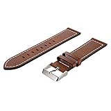 LDFAS Fossil Q Band 22mm Genuine Leather Quick Release Strap for Fossil Q Marshal, Wander, Founder Gen 2 / Q Explorist Gen 3 - Brown