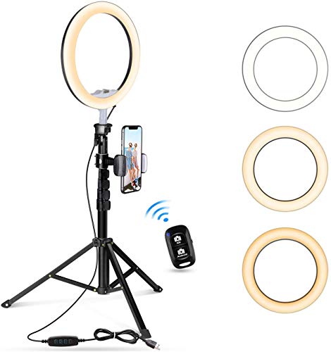 8" Selfie Ring Light with Tripod Stand & Cell Phone Holder for Live Stream/Makeup, Mini Led Camera Ringlight for YouTube Video/Photography Compatible with iPhone Android (Upgraded) - Thumbnail 5