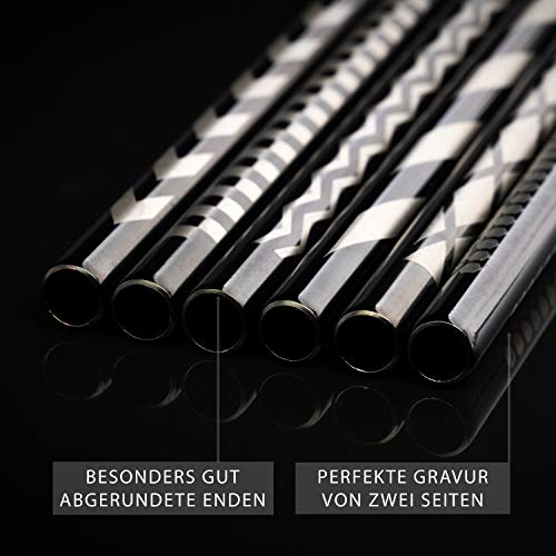 DREABA Premium Edelstahl Design Trinkhalme graviert - wiederverwendbare Metall-Strohhalme 8 mm mit Muster-Gravur 6er-Set… – Bild 7
