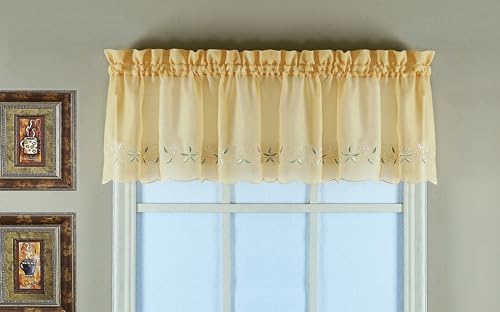 Today's Curtain, Emelia Embroidery Sheer Valance 14", Gold, 59" W x 14" L at Amazon