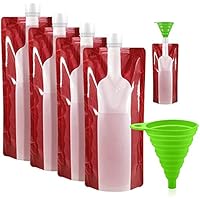 Foldable Wine Bag,Portable Wine Bottle Wine Flask, 4 Pack Collapsible Liquid Leak Proof Flask Holder,Reusable Wine pouch for 