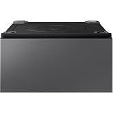 SAMSUNG Bespoke AI Laundry Comb Pedestal with Pull Out Storage Drawer, WE702NZ/US, Dark Steel