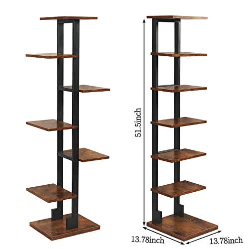 Xcosrack 7 Tier Bookshelf Organizer Tree Bookcase，Industrial Ladder