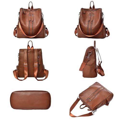 Mochila Femininas Bolsa De Viagem Escolar Faculdade Grande Capacidade Acompanha Uma Alça De Ombro Removível E Uma Entrada Para Fone De Ouvido (Marrom)