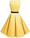 Bridesmay Women's Vintage Audrey Hepburn V-Neck Retro Rockabilly Swing Cocktail Party Dress Yellow Small